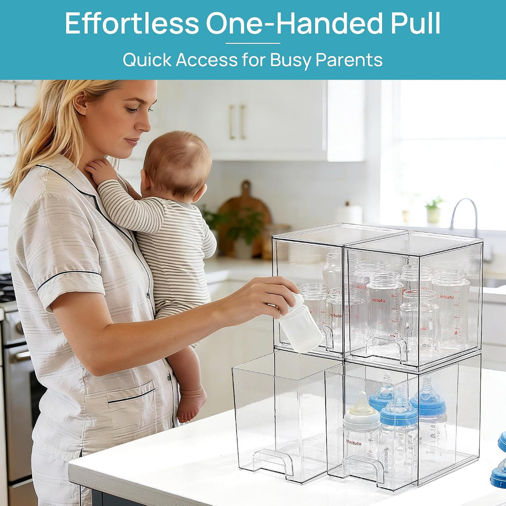 Vtopmart 2 Pack Small Clear Stackable Storage Drawers Organizer,11.2cm Tall | Acrylic Desk Organizer, Plastic Storage Boxes for Vanity, Bathroom, Kitchen Cabinets, Pantry, Offices, Under sink