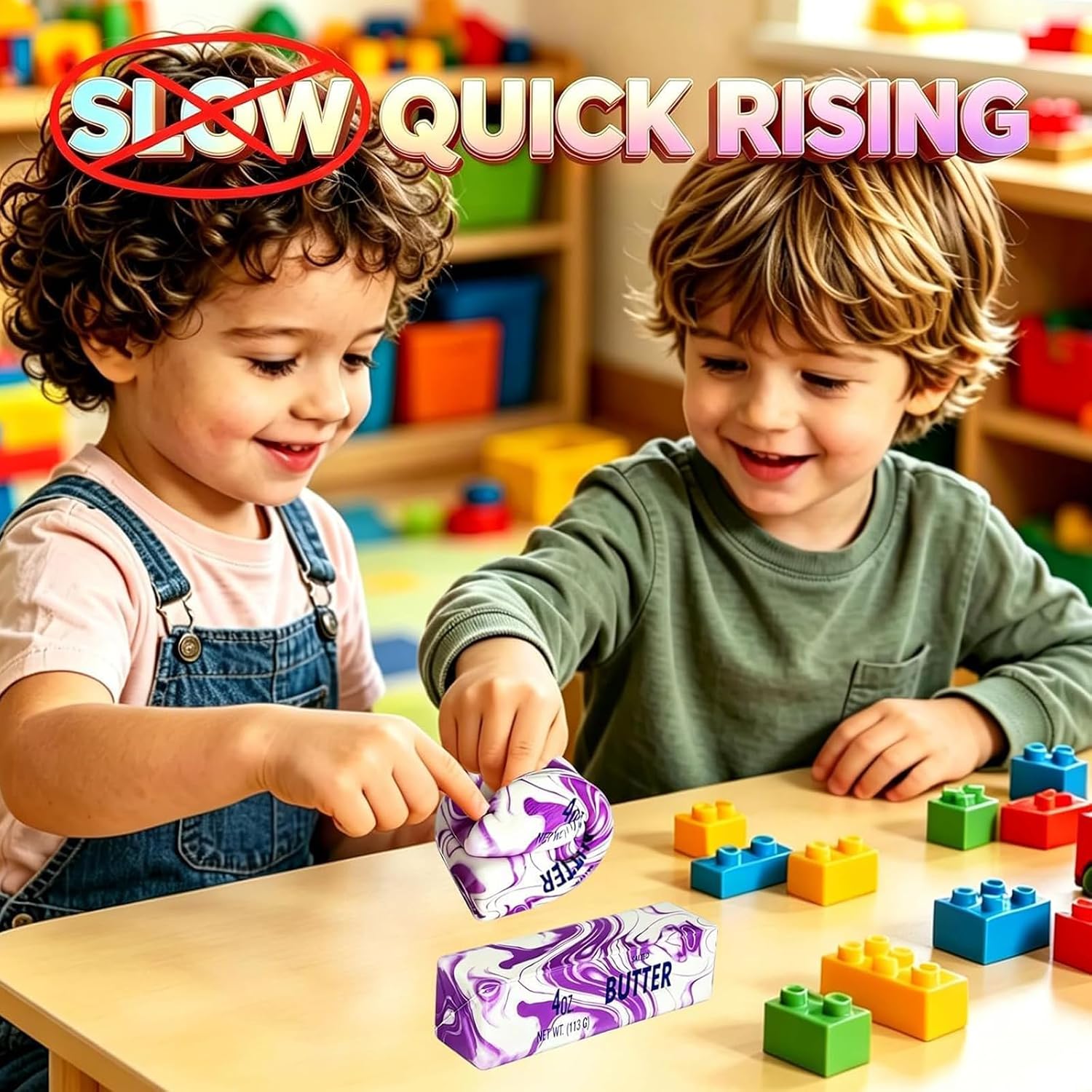 Butter Squishy, 2026 Newest Slow Rising Soft Squeeze Toy, Realistic Food Sensory Fidget Toy for Stress & Anxiety Relief, Desk Decor, Party Favors & Birthday Gifts, 2 Pack (Pink&Yellow)