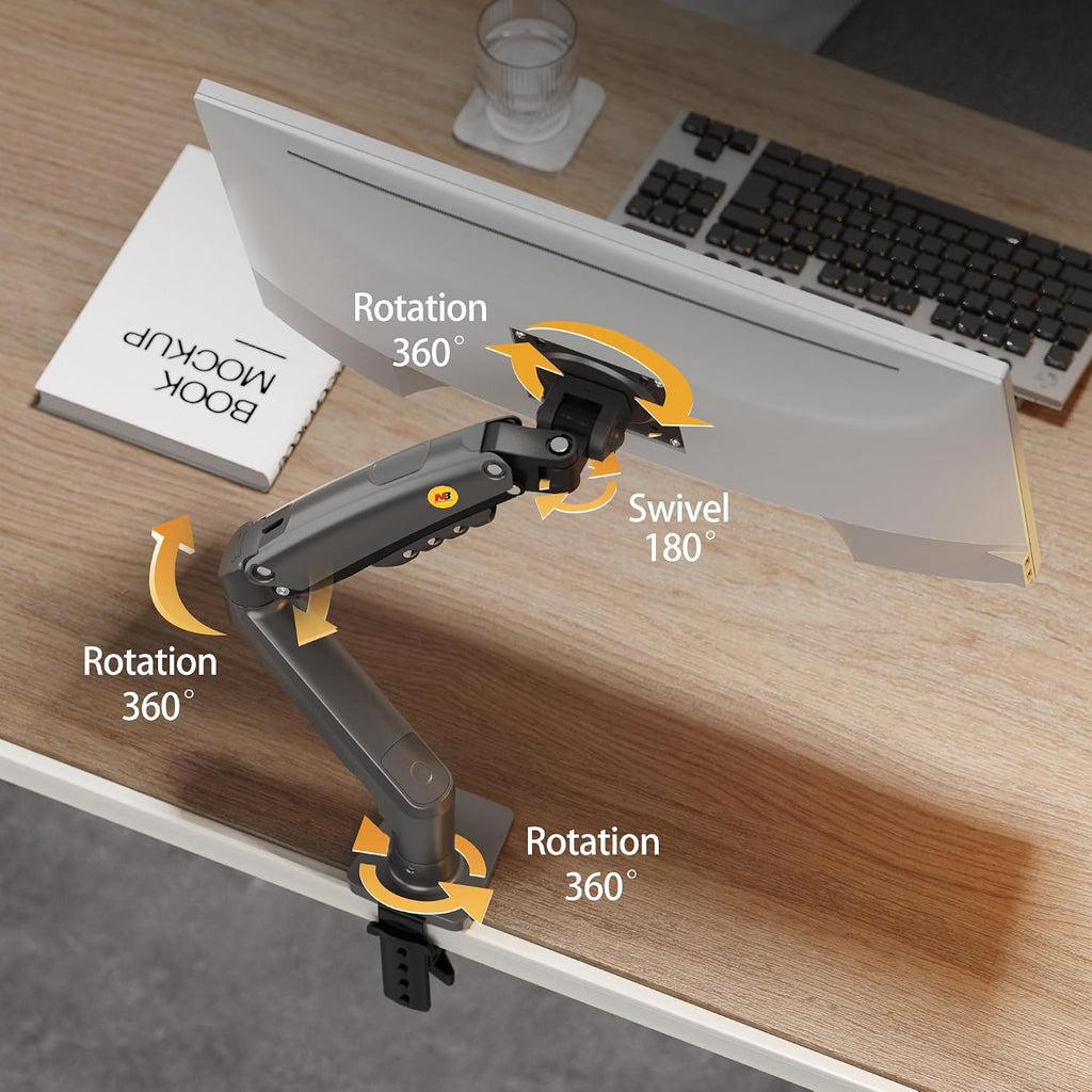 NB North Bayou Monitor Desk Mount Stand Full Motion Swivel Monitor Arm with Gas Spring for 17-30''Monitors(Within 4.4lbs to 19.8lbs) Computer Monitor Stand F80