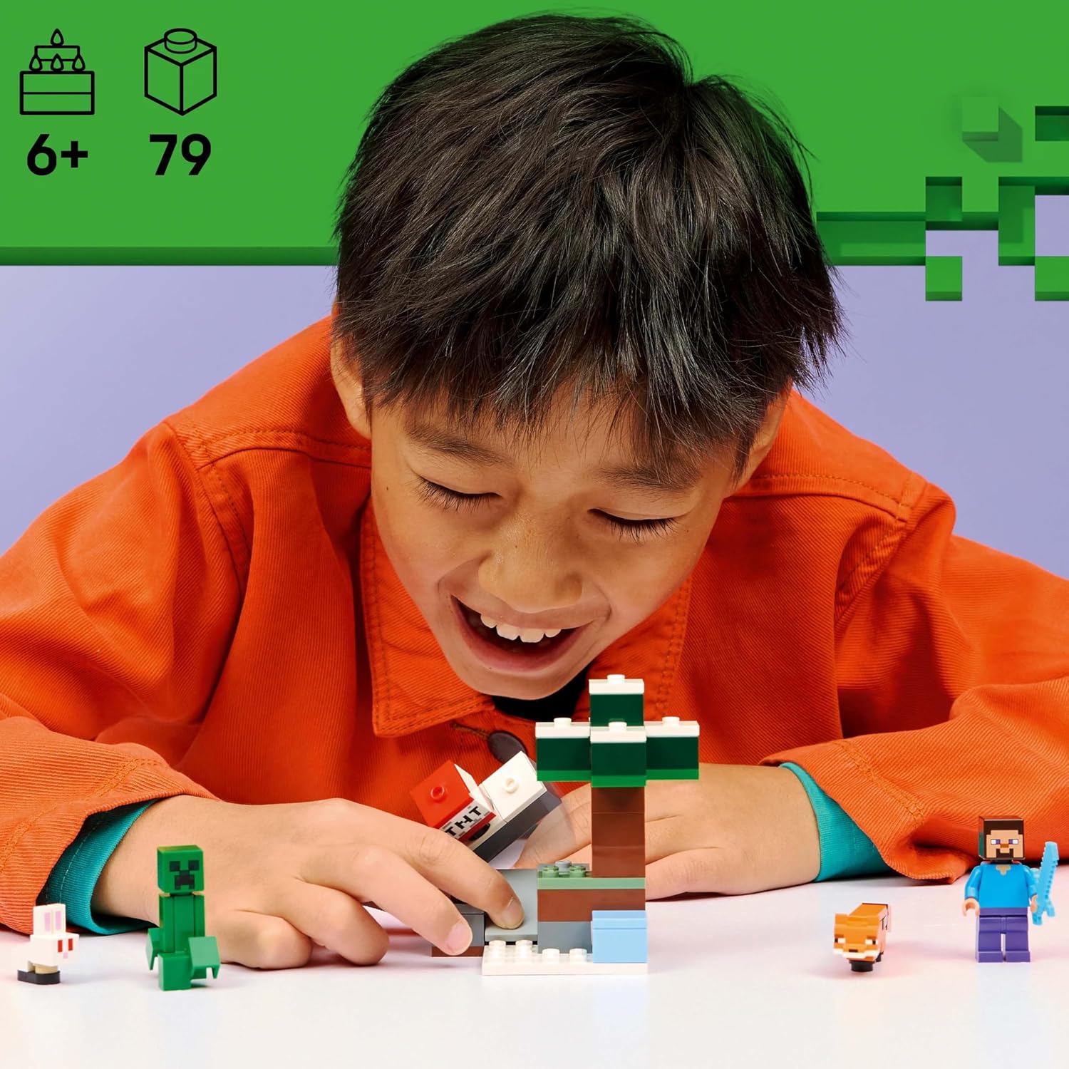 LEGO Minecraft Steve's Taiga Adventure 21583 | Building Toy, Steve Minifigure plus Creeper, Fox & Baby Bunny Figures, Gift for 6+ Year Old Boys & Girls, 79 Pieces
